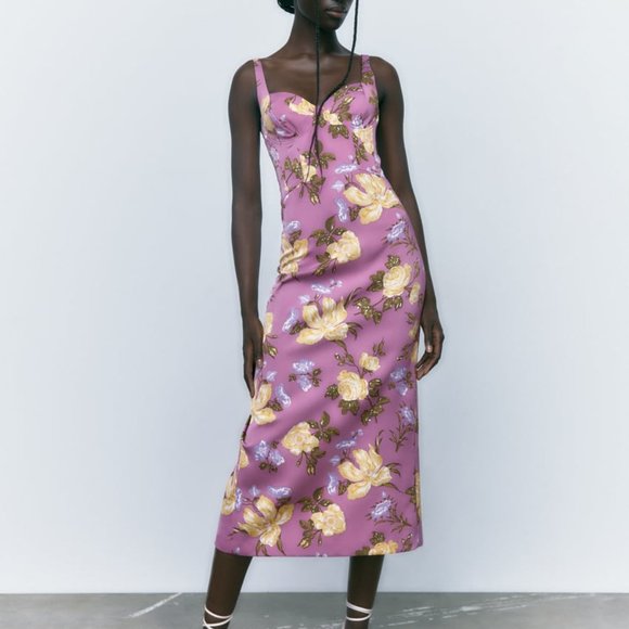NWT ZARA MINI PRINTED FLORAL BUSTIER DRESS/ZARA EVENING DRESS - Picture 1 of 8
